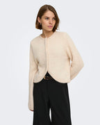 ONLY Strikket Cardigan Zaggie LS Button CC Knit - Birch Melange/ Pearl button