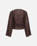 ONLY Topp Nadia L/S Ruching - Coffee Bean
