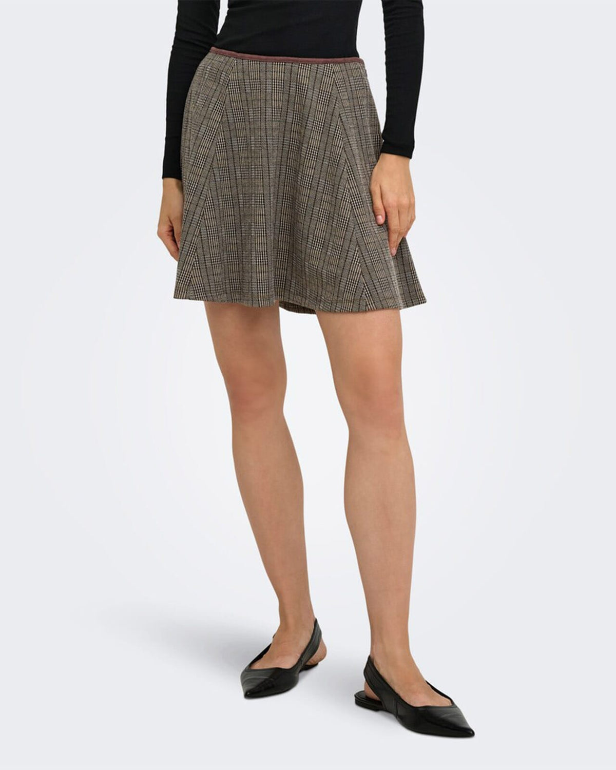 ONLY Skjørt Fenty MW Flowy Check - Otter Black/White