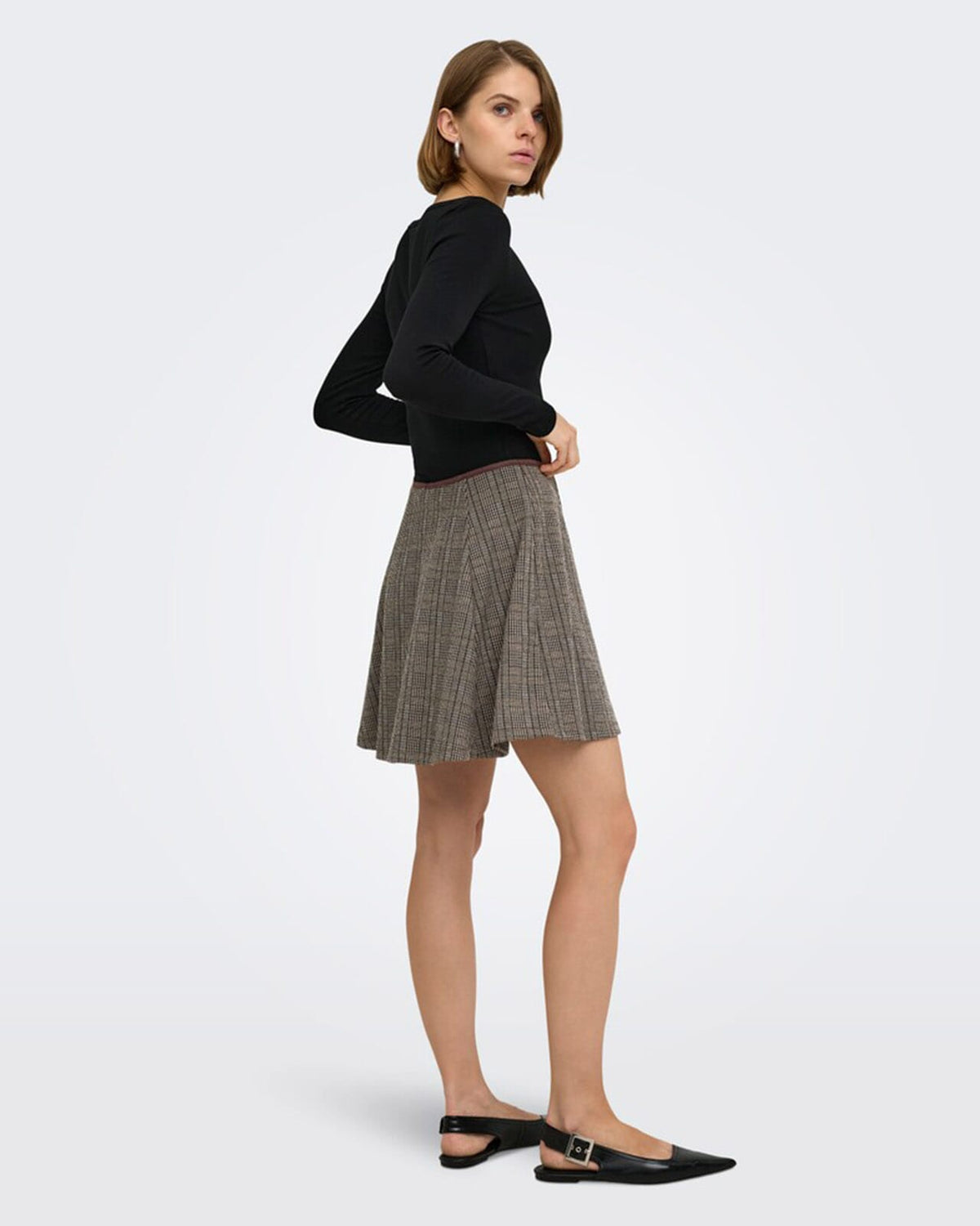 ONLY Skjørt Fenty MW Flowy Check - Otter Black/White