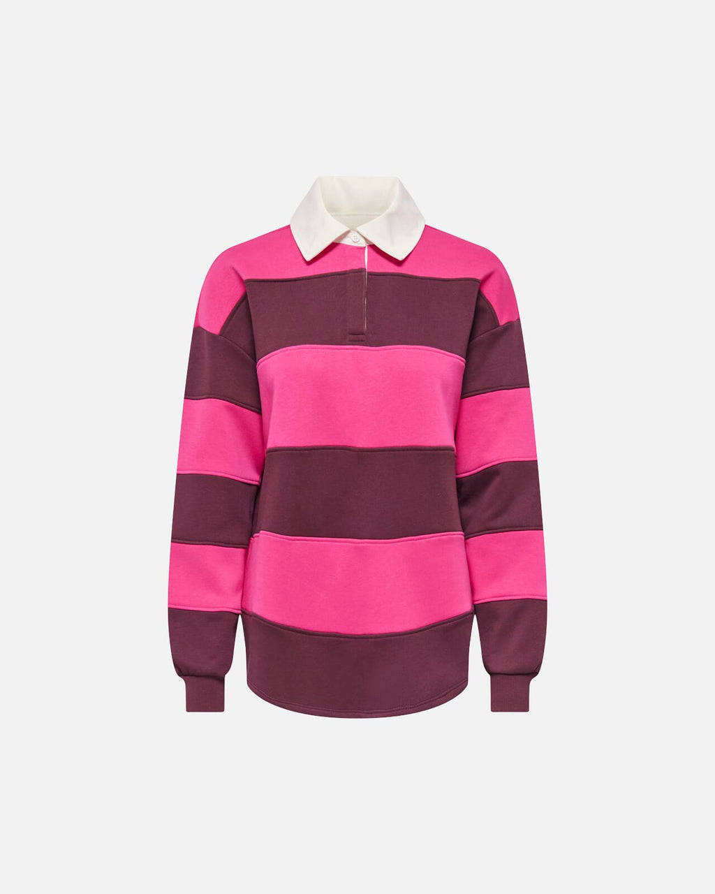 ONLY Pologenser Nara L/S Polo - Beetroot Purple Winetasting stripes + cd collar