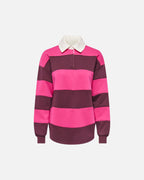 ONLY Pologenser Nara L/S Polo - Beetroot Purple Winetasting stripes + cd collar