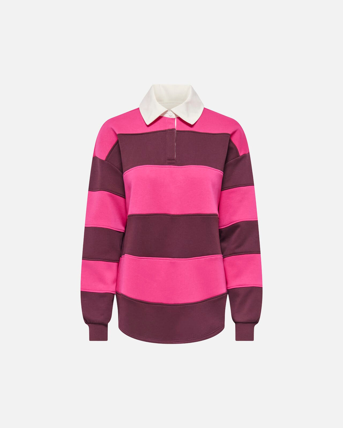 ONLY Pologenser Nara L/S Polo - Beetroot Purple Winetasting stripes + cd collar