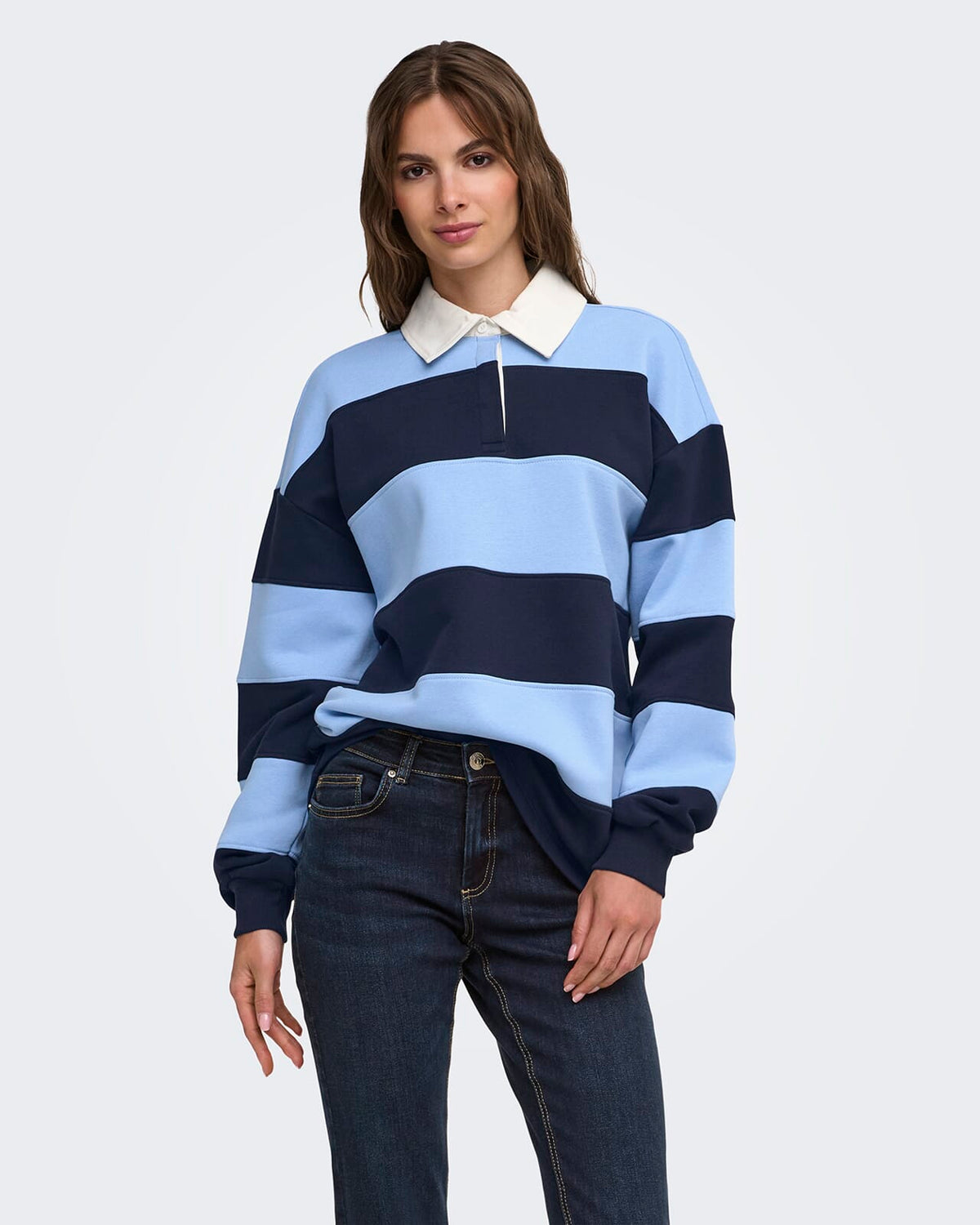 ONLY Pologenser Nara L/S Polo - Bel Air Blue Night sky + cd collar