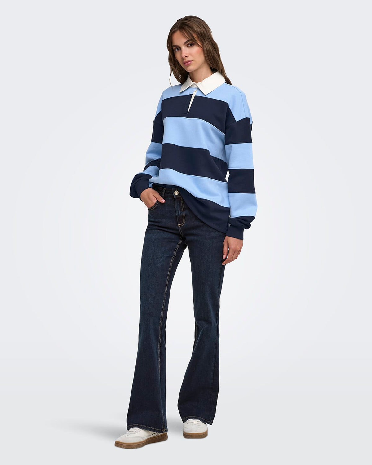 ONLY Pologenser Nara L/S Polo - Bel Air Blue Night sky + cd collar