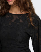 ONLY Topp Nadia L/S Ruching - Black