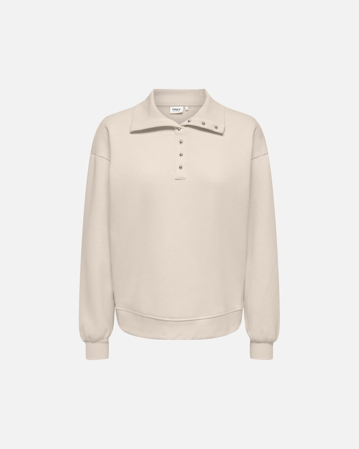 ONLY Collegegenser Coralie L/S Button Collar - Birch/ Silver buttons