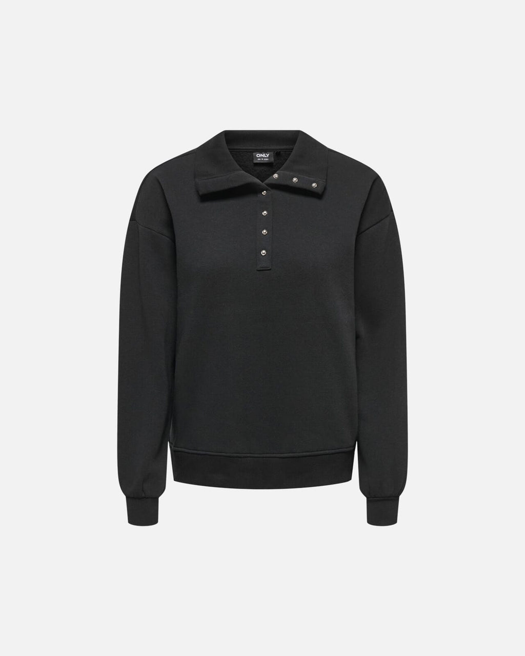 ONLY Collegegenser Coralie L/S Button Collar - Black/ Silver buttons