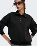 ONLY Collegegenser Coralie L/S Button Collar - Black/ Silver buttons