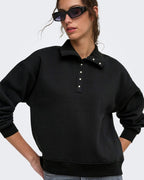 ONLY Collegegenser Coralie L/S Button Collar - Black/ Silver buttons