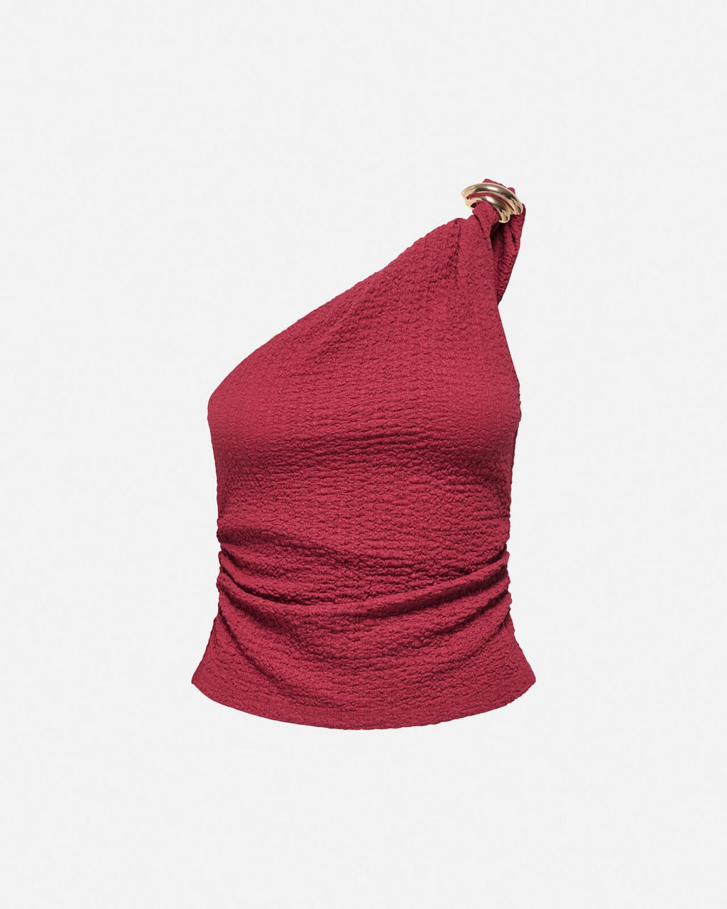 ONLY Topp Erikka Assymetric Crinkle - Brick Red