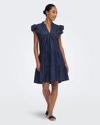 ONLY Denimkjole Shania S/L Frill Short - Dark Blue Denim
