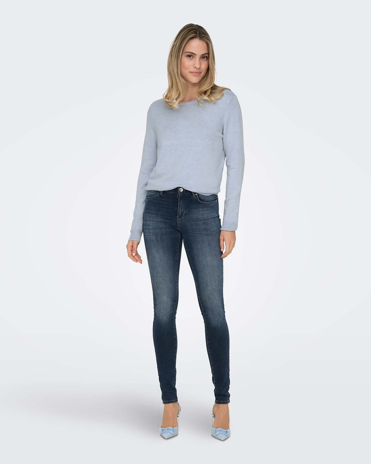 ONLY Genser Venice Life LS O-neck Pullover - Kentucky Blue/ Melange