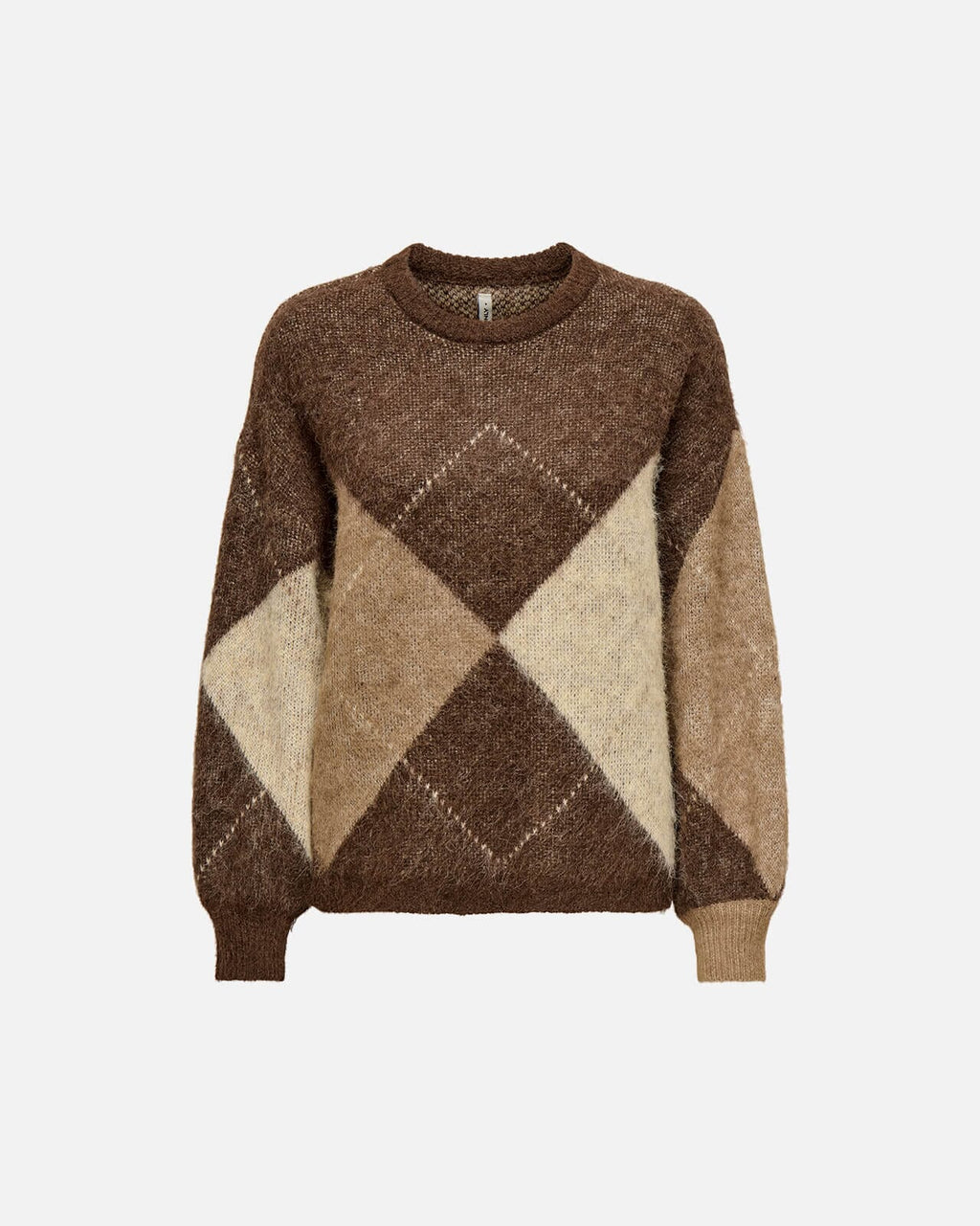 ONLY Strikkegenser Noeme Life LS - Chestnut Cocoa Creme/Biscotti/Melange/Argyle