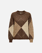 ONLY Strikkegenser Noeme Life LS - Chestnut Cocoa Creme/Biscotti/Melange/Argyle