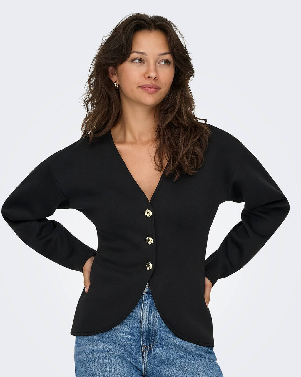 ONLY Cardigan Naomi  L/S - Black/ Gold buttons