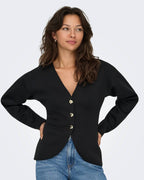 ONLY Cardigan Naomi  L/S - Black/ Gold buttons