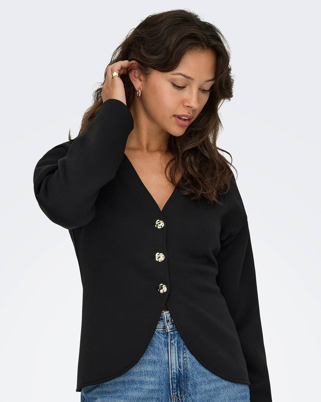 ONLY Cardigan Naomi  L/S - Black/ Gold buttons