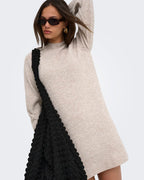 ONLY Strikkekjole Olivia LS High Neck - Humus Melange
