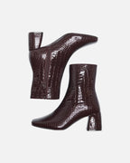ONLY Støvletter Brielle PU Heeled Boot - Deep Mahogany/ Patent Croc.