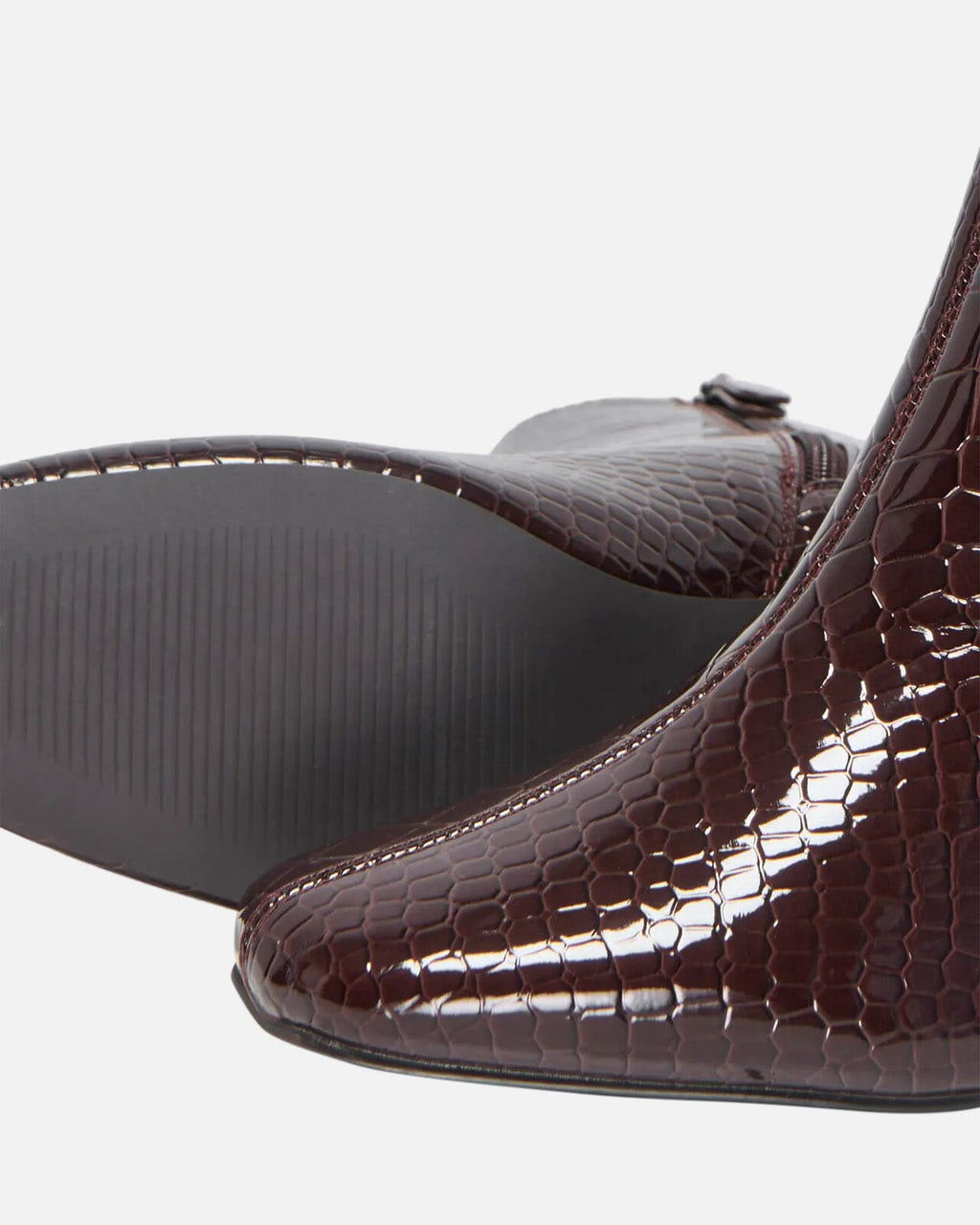 ONLY Støvletter Brielle PU Heeled Boot - Deep Mahogany/ Patent Croc.