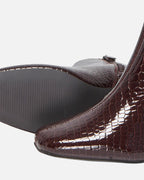 ONLY Støvletter Brielle PU Heeled Boot - Deep Mahogany/ Patent Croc.