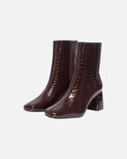 ONLY Støvletter Brielle PU Heeled Boot - Deep Mahogany/ Patent Croc.