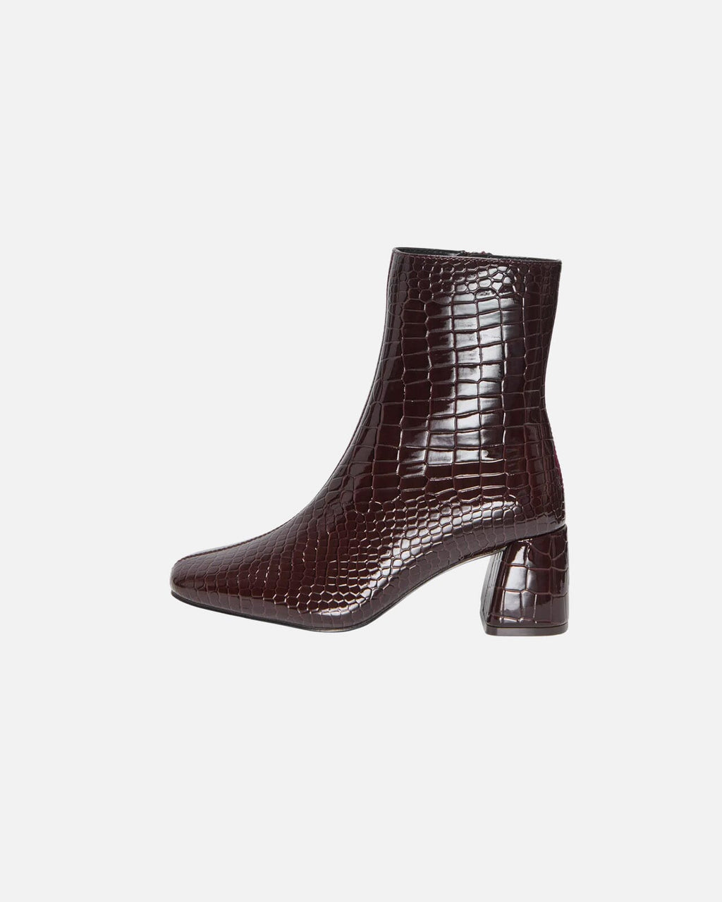 ONLY Støvletter Brielle PU Heeled Boot - Deep Mahogany/ Patent Croc.