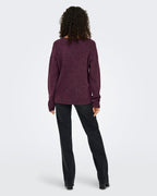 ONLY Strikkegenser Camilla V-neck L/S Pullover - Mauve Wine/ Melange