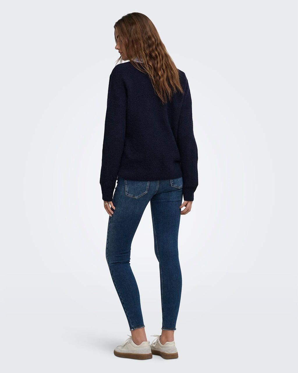 ONLY Strikkegenser Camilla V-neck L/S Pullover - Night Sky