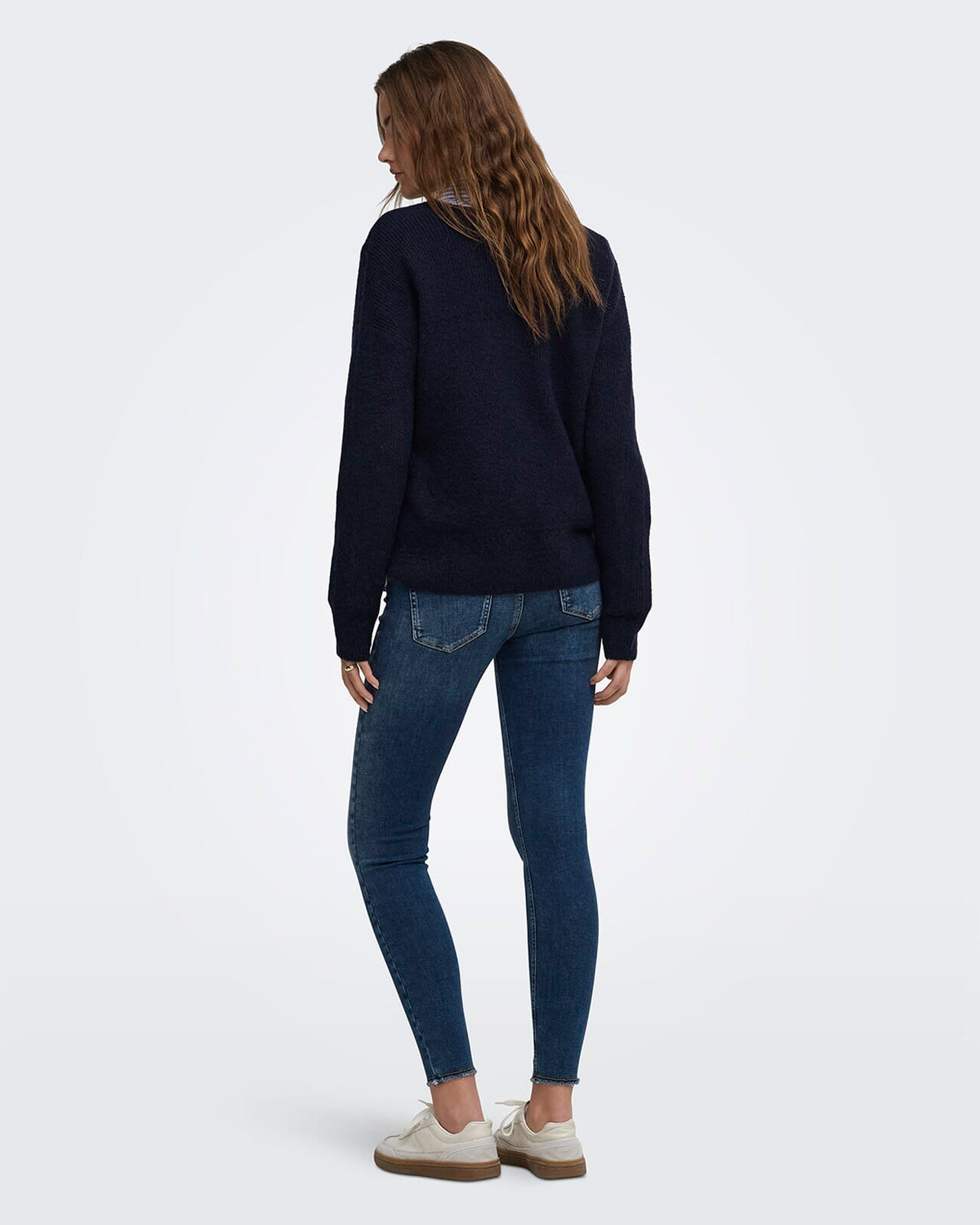 ONLY Strikkegenser Camilla V-neck L/S Pullover - Night Sky