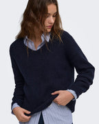 ONLY Strikkegenser Camilla V-neck L/S Pullover - Night Sky