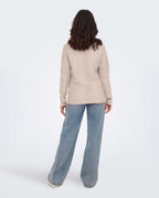 ONLY Strikkegenser Camilla V-neck L/S Pullover - Pumice Stone/ Melange