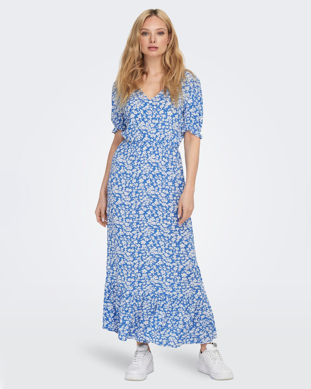 ONLY Midikjole Chianti S/S Long - Marina/ White Flower