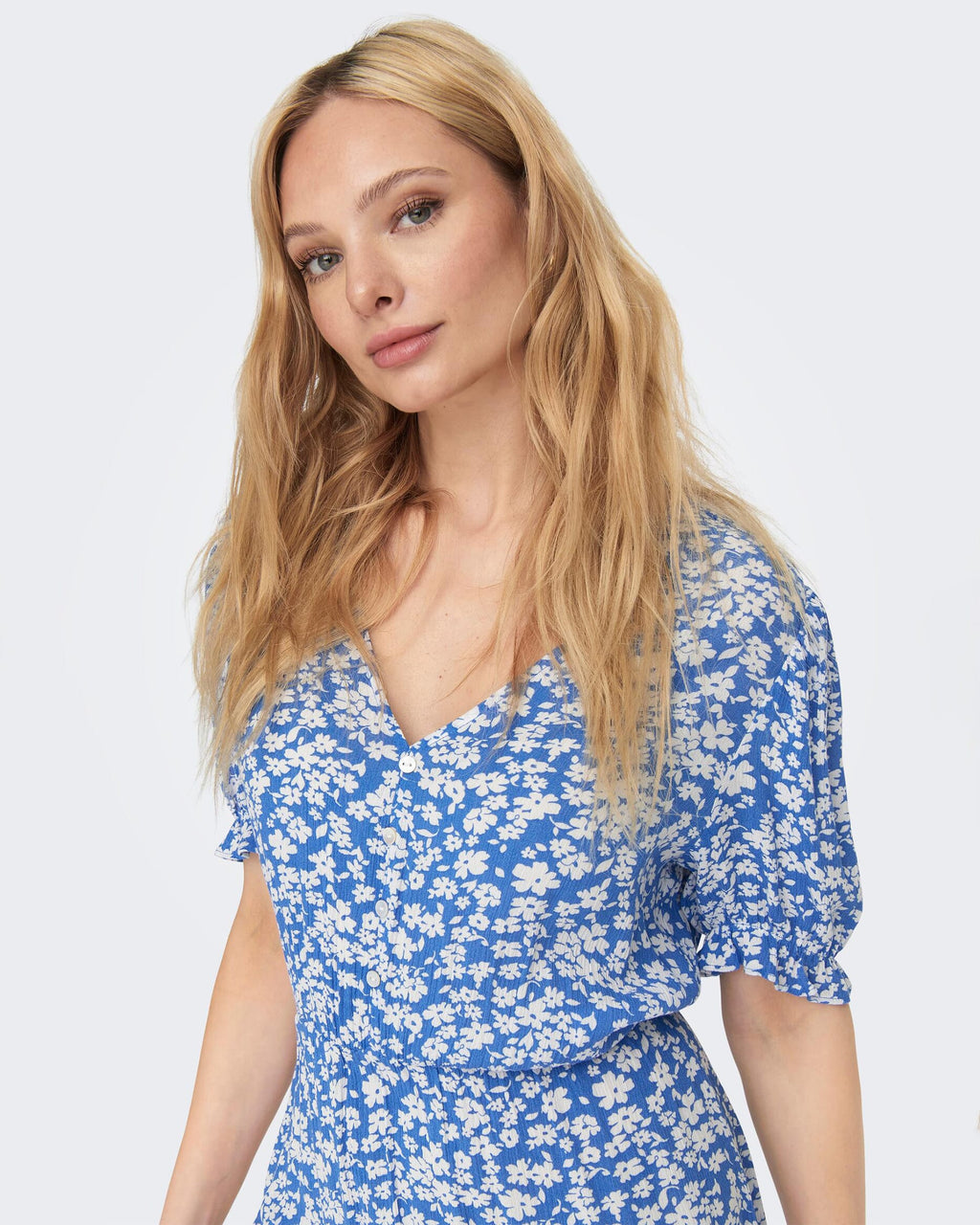 ONLY Midikjole Chianti S/S Long - Marina/ White Flower