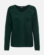ONLY Strikkegenser Camilla V-neck L/S - Scarab/ Melange