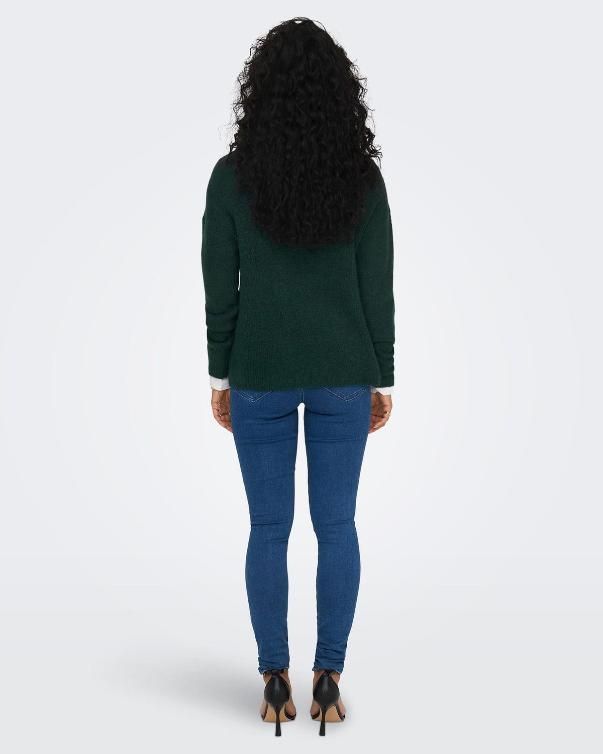 ONLY Strikkegenser Camilla V-neck L/S - Scarab/ Melange