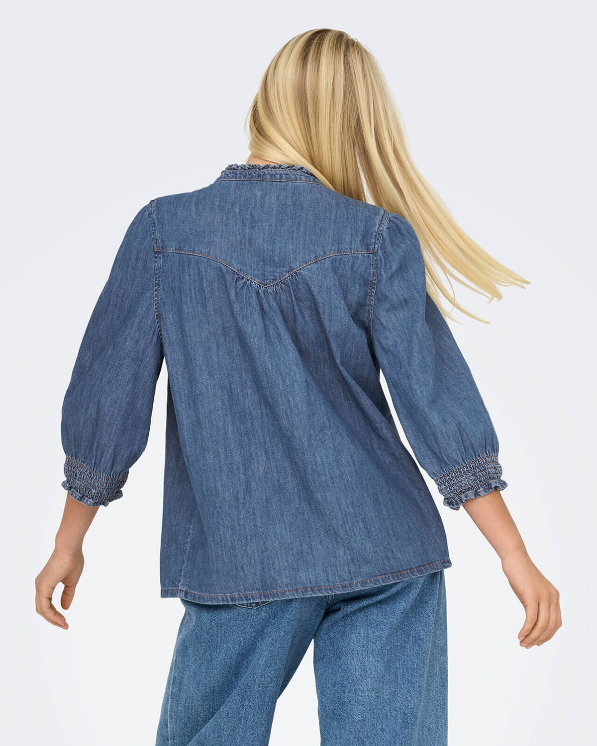ONLY Denimskjorte Raya 3/4 - Medium Blue Denim