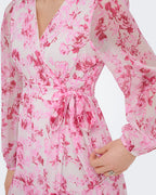 ONLY Omslagskjole Miriam LS Wrap Midi - Pink Marshmallow/ Porcelain flowers