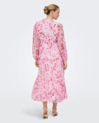 ONLY Omslagskjole Miriam LS Wrap Midi - Pink Marshmallow/ Porcelain flowers