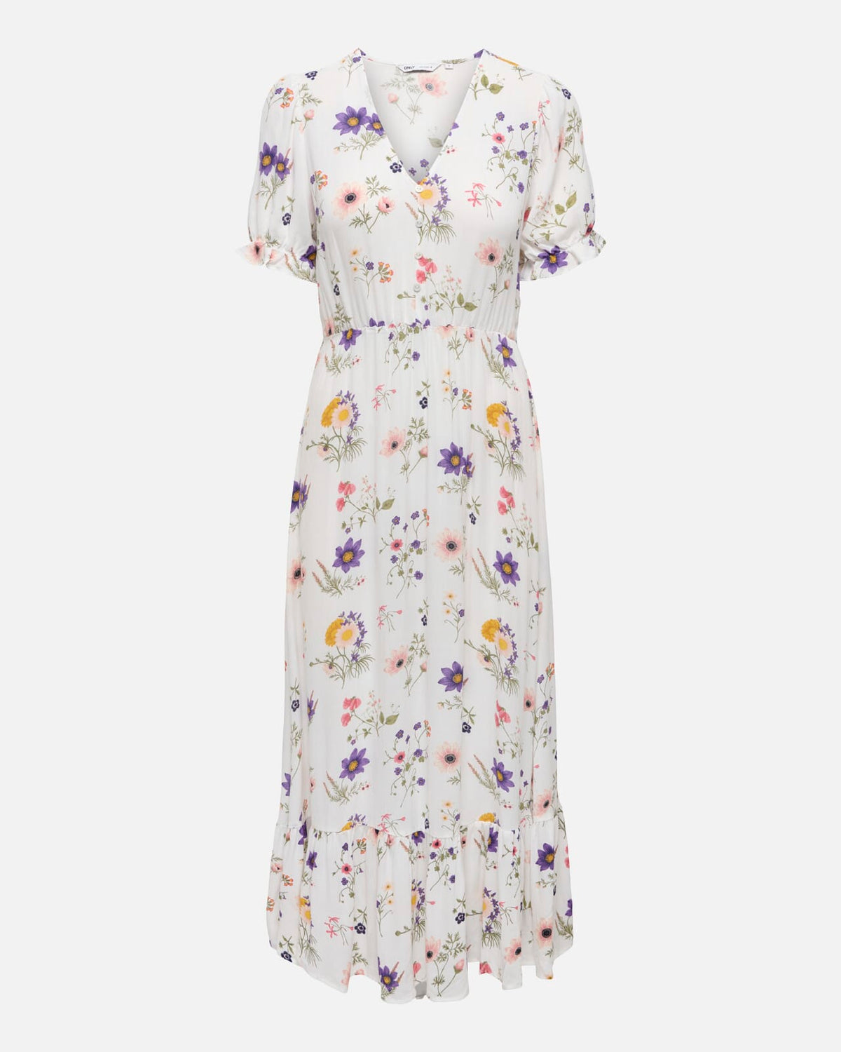 ONLY Midikjole Chianti S/S Long - Cloud Dancer/ Favorite Flower