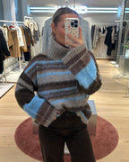 ONLY Strikkegenser Peril LS Rollneck - Taupe Gray Block/ Coffee/ Decad/ Blissf/ Mel