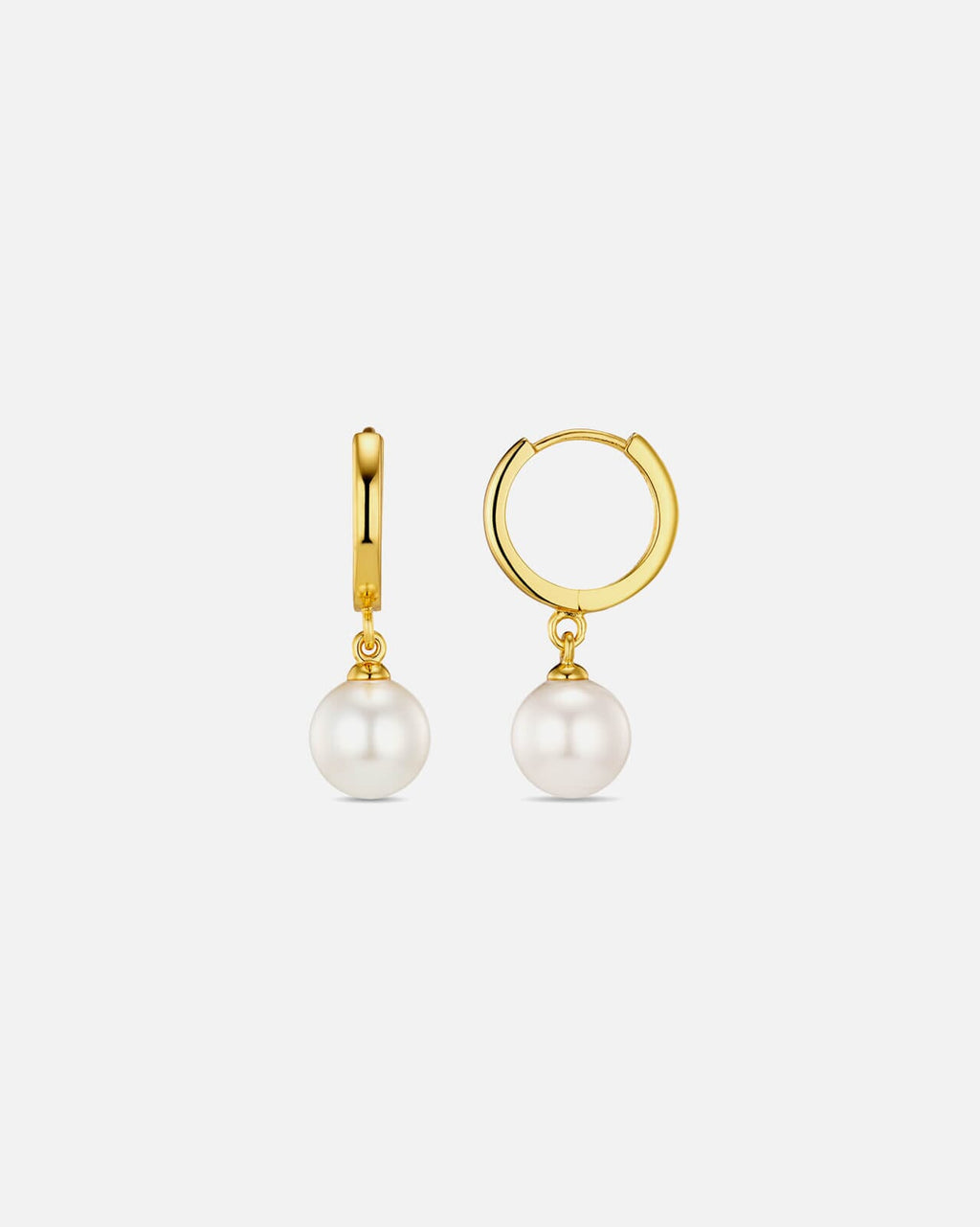 ORELIA Øreringer Pearl Drop Huggie Hoop Earrings - Gold