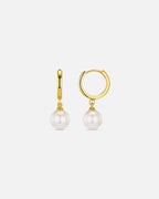 ORELIA Øreringer Pearl Drop Huggie Hoop Earrings - Gold