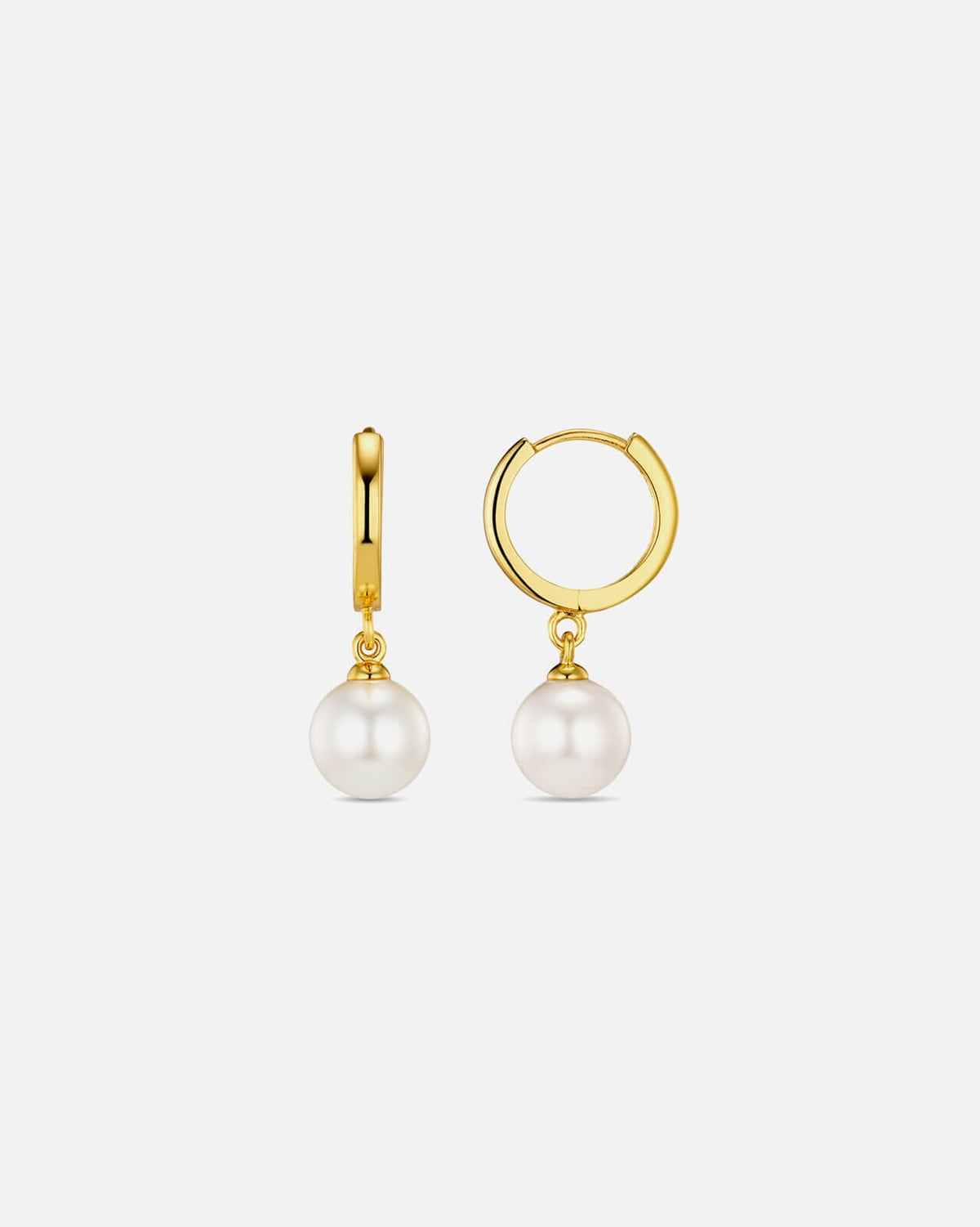 ORELIA Øreringer Pearl Drop Huggie Hoop Earrings - Gold
