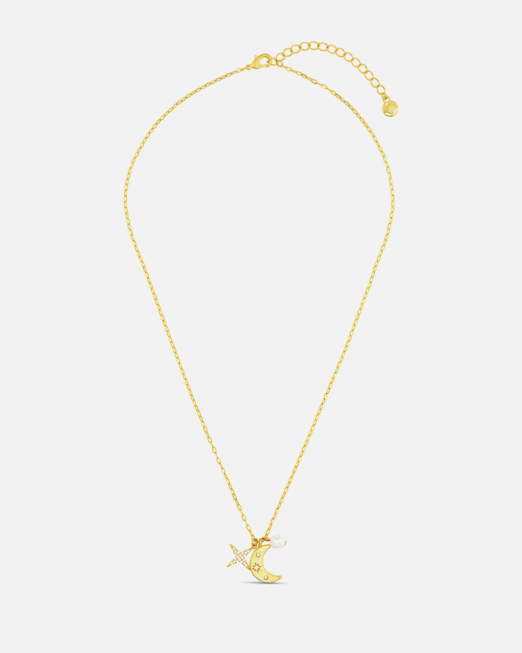 ORELIA Kjede Moon & Crystal Star Cluster - Pale Gold
