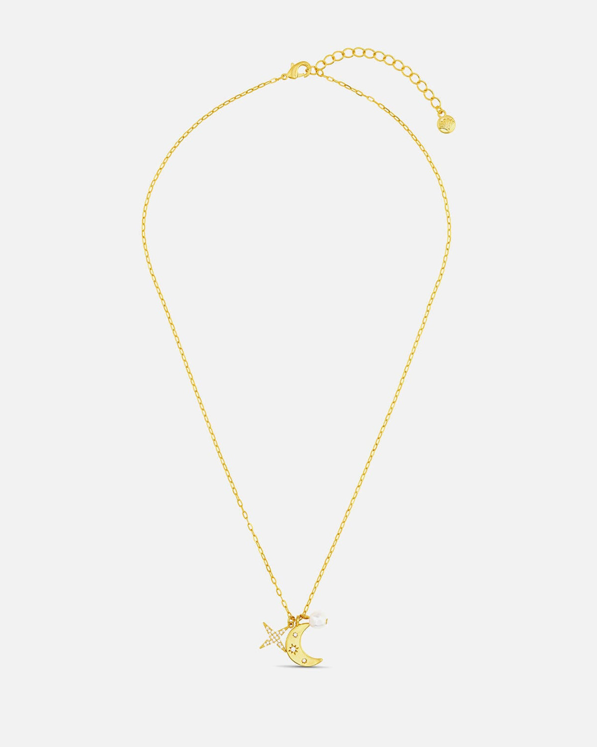 ORELIA Kjede Moon & Crystal Star Cluster - Pale Gold