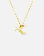 ORELIA Kjede Moon & Crystal Star Cluster - Pale Gold