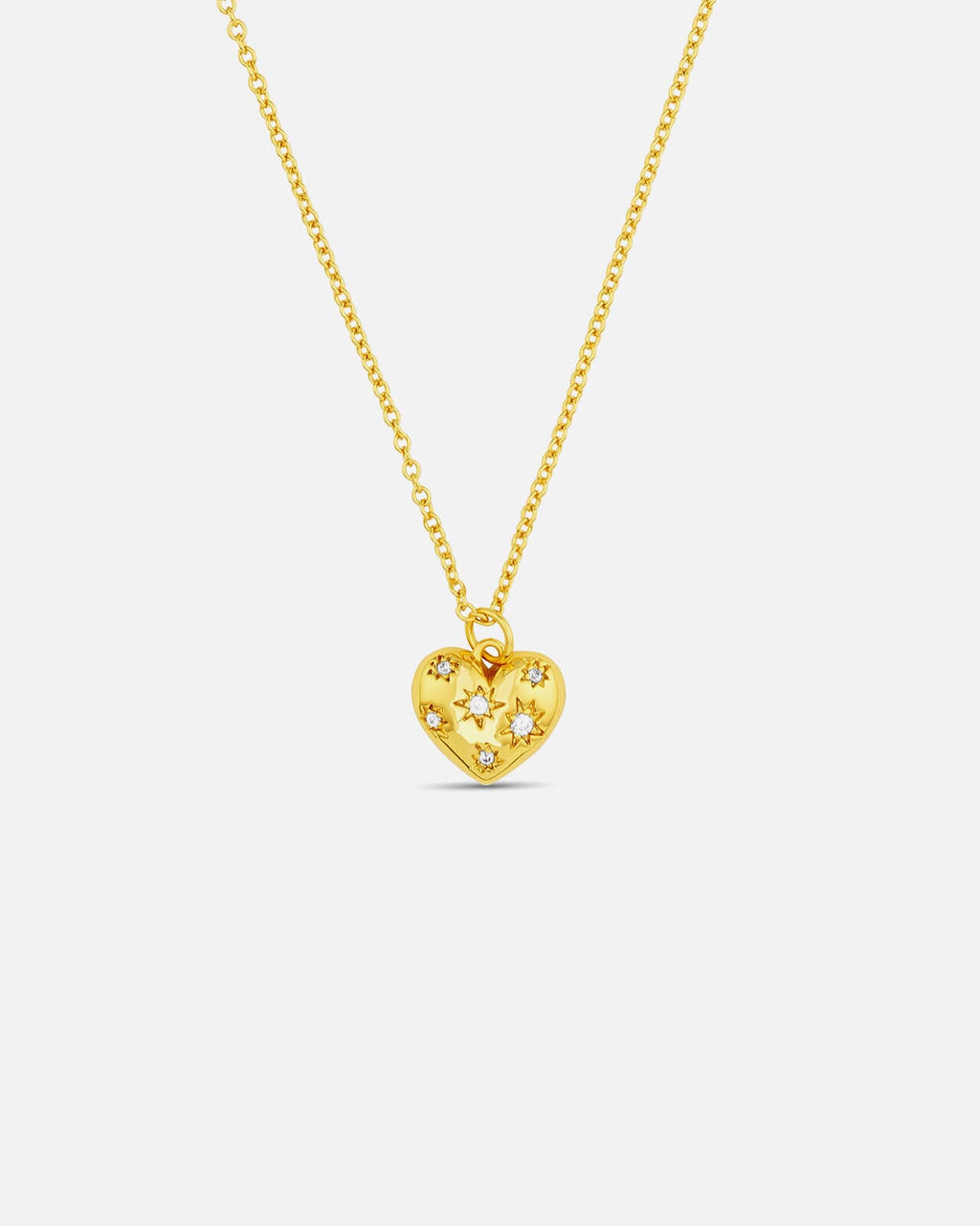 Orelia Kjede Crystal Starburst Heart Charm Necklace - Gold
