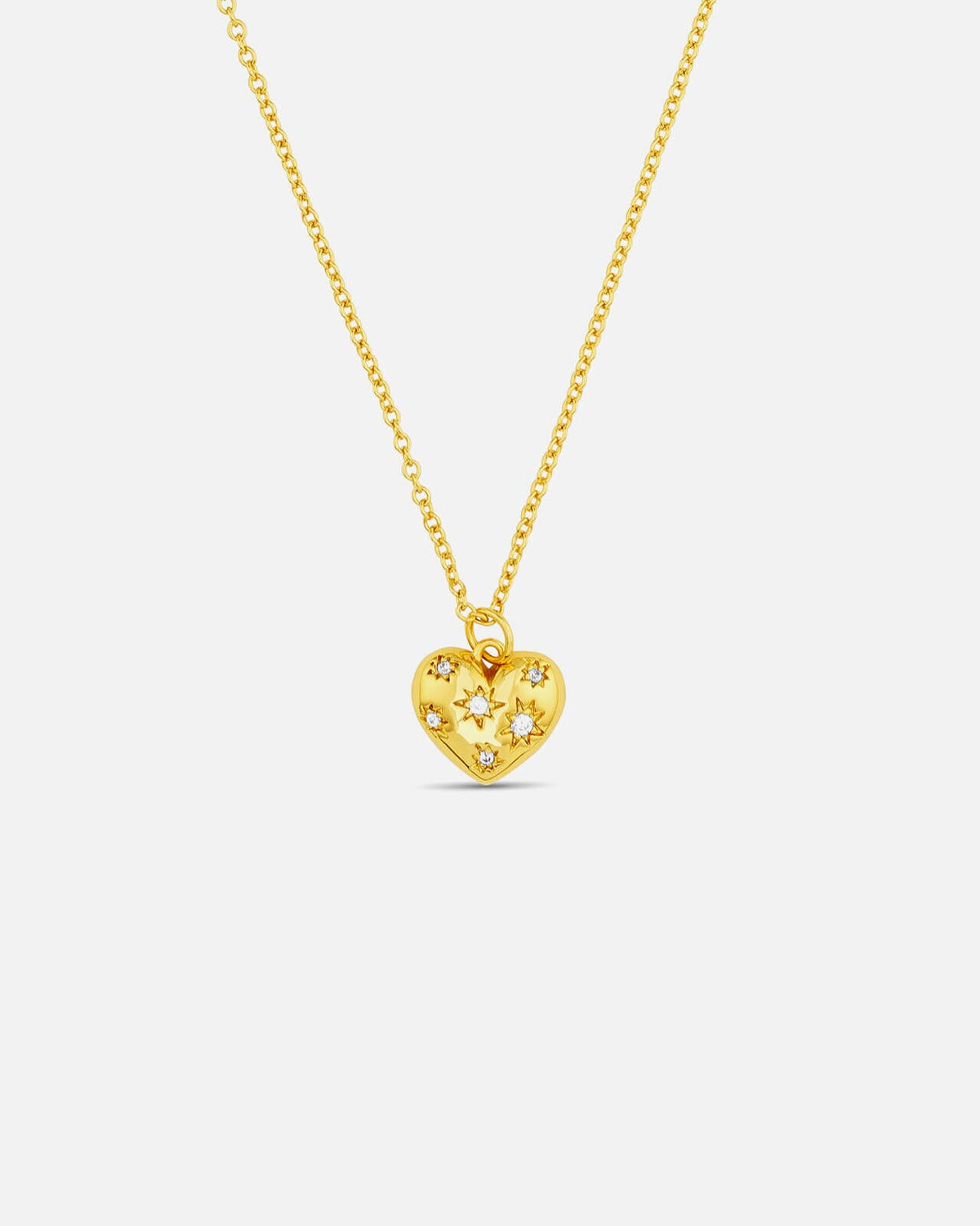 Orelia Kjede Crystal Starburst Heart Charm Necklace - Gold